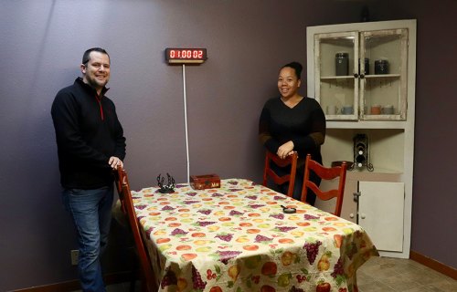 Tommy and Rachel Nix in one of their "escape rooms" in The Lemoore Labyrinth.